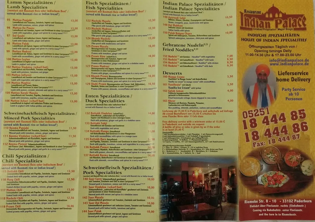 Menu_Indian Palace_Paderborn_immagine_1