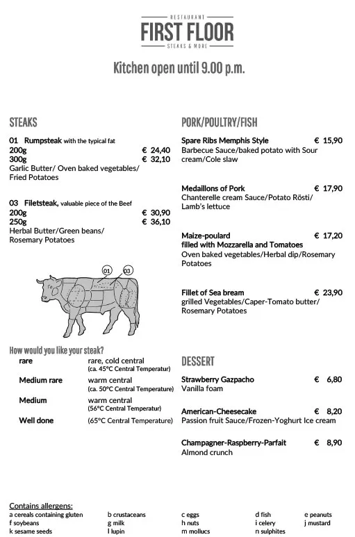 Menu_Restaurant First Floor_Paderborn_image_1