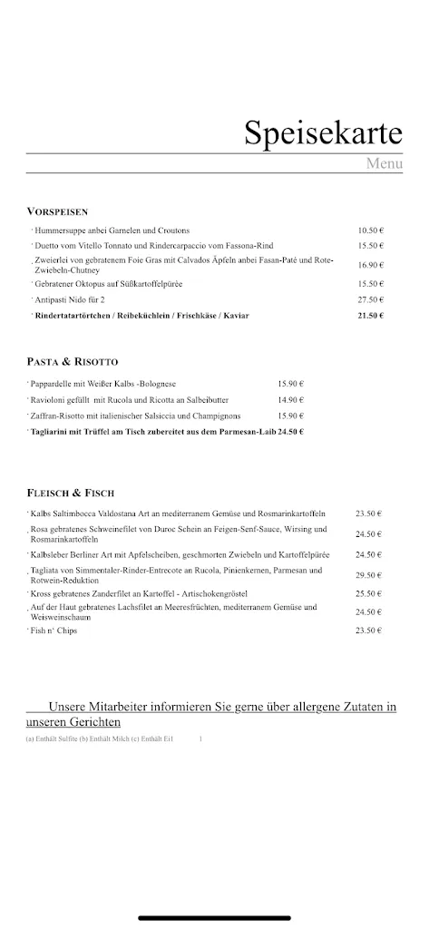 Menu_Il Nido im Velderhof_Pulheim_immagine_3