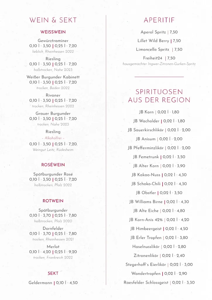 Menu_Restaurant Freiheit24 - Treffpunkt am Schloss_Raesfeld_immagine_3