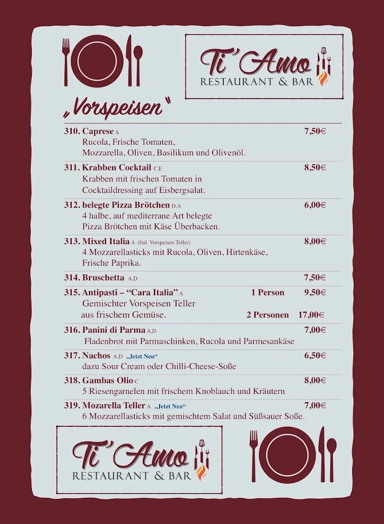 Menu_TiAmo Steinbeck-Recke - Restaurant & Bar - Pizza, Pasta, Burger & Mehr_Recke_image_2