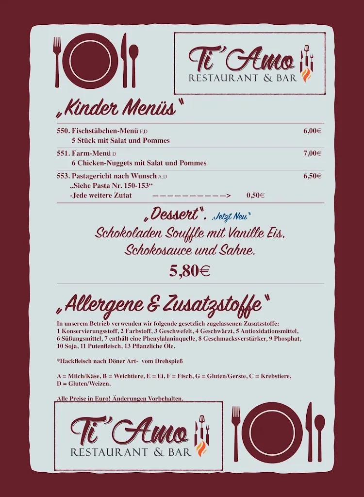 Menu_TiAmo Steinbeck-Recke - Restaurant & Bar - Pizza, Pasta, Burger & Mehr_Recke_image_3