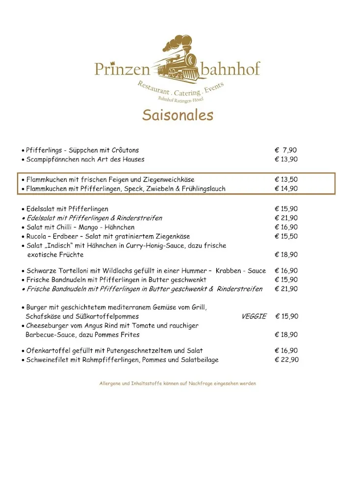 Menu_Prinzenbahnhof Hösel | Restaurant . Catering . Event_Ratingen_immagine_2