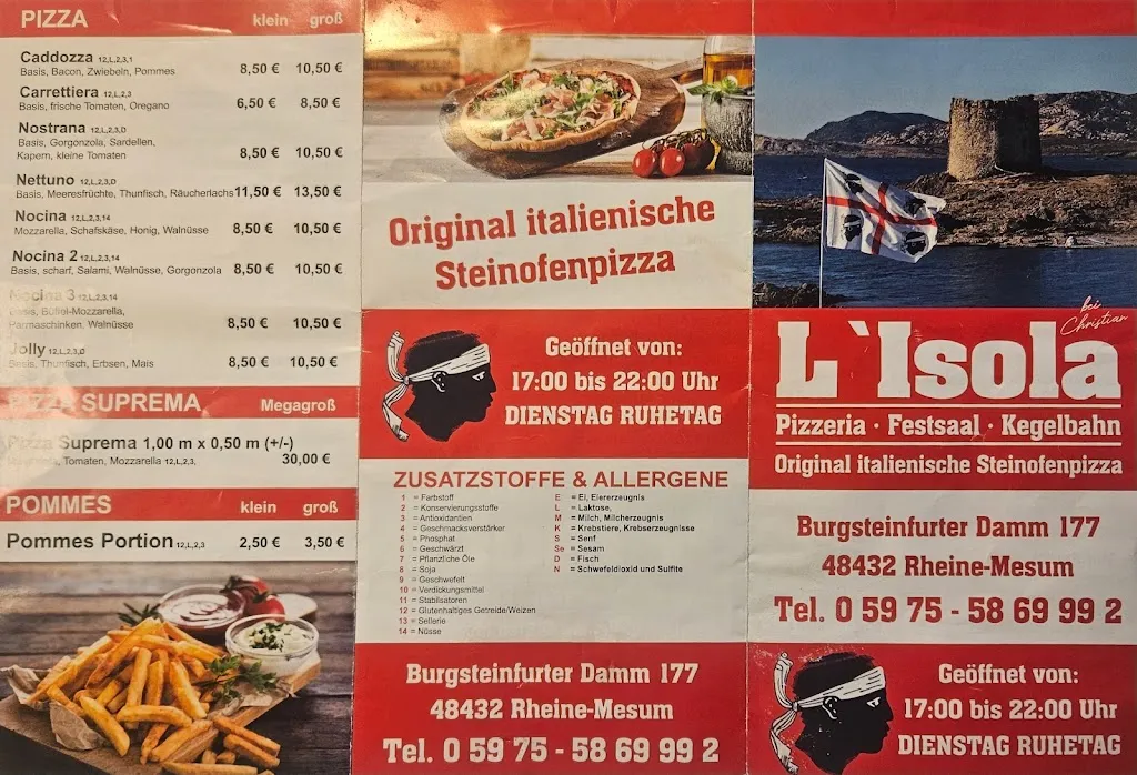 Menu_L'Isola bei Christian Festsaalkegelbahn_Rheine_immagine_1