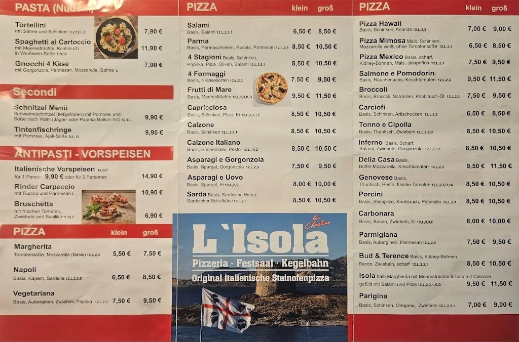 Menu_L'Isola bei Christian Festsaalkegelbahn_Rheine_immagine_2