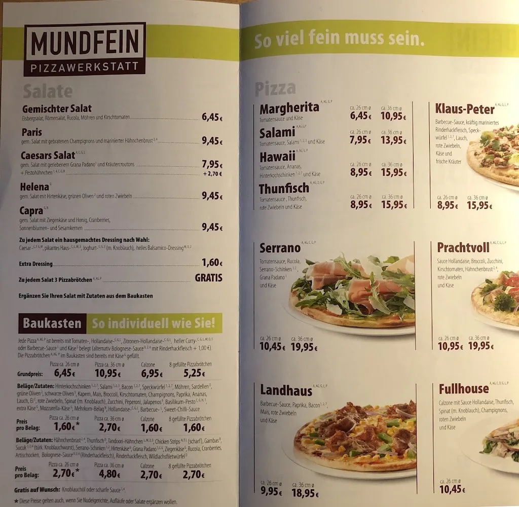 Menu_MUNDFEIN Pizzawerkstatt Rheine_Rheine_immagine_4