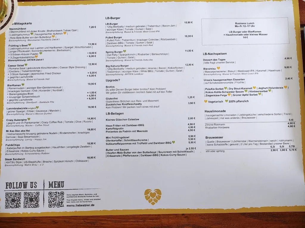 Menu_Liebesbier - Urban Art Hotel, Restaurant & Bar_Bayreuth_immagine_2