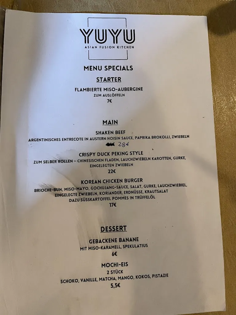 Menu_YUYU - asian fusion kitchen_Bayreuth_immagine_1