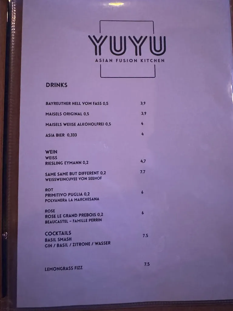 Menu_YUYU - asian fusion kitchen_Bayreuth_immagine_4