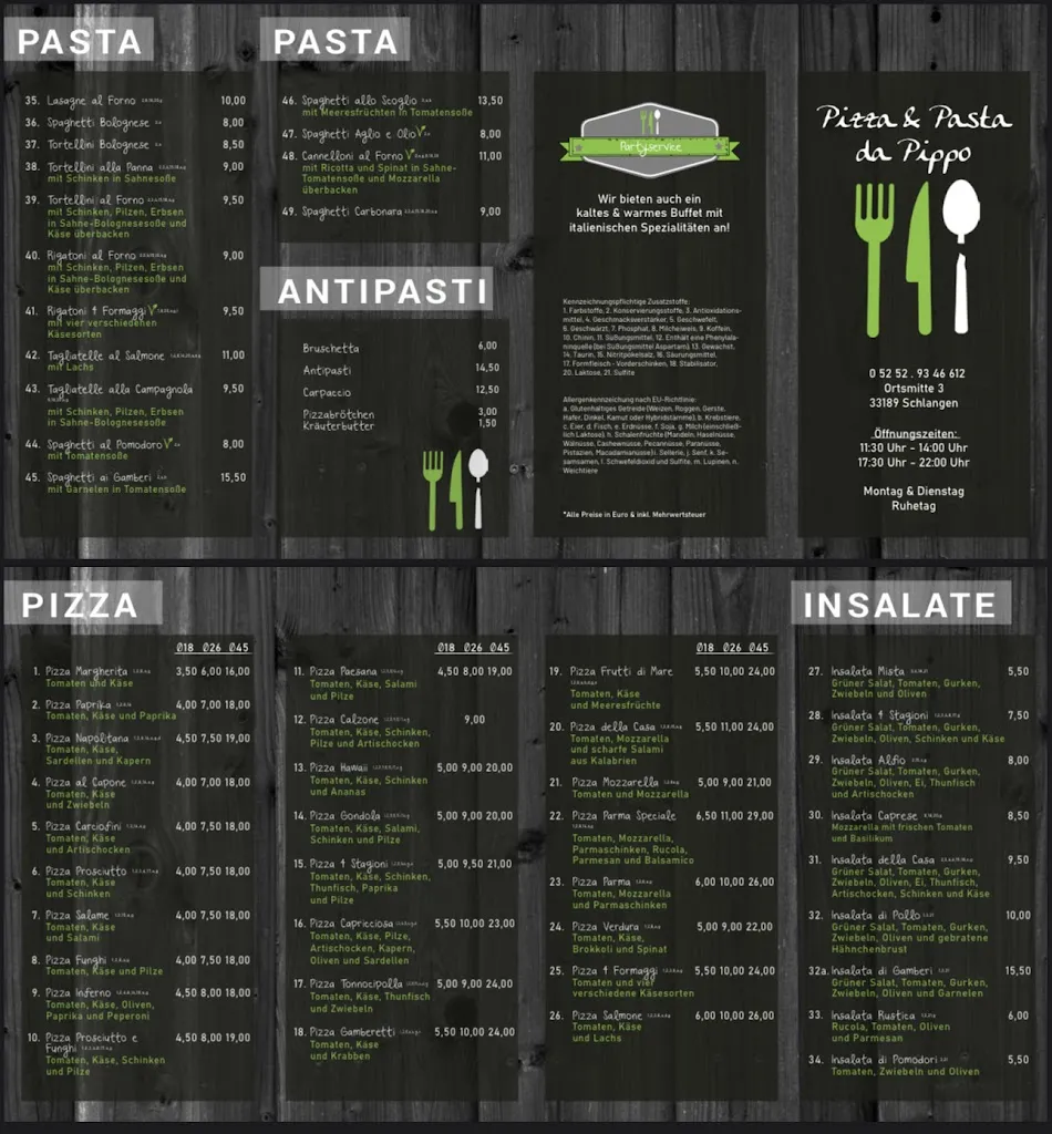 Menu_Pizza & Pasta da Pippo_Schlangen_immagine_1