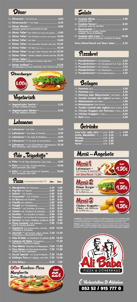 Menu_Ali Baba Pizza - und Dönerhaus_Schlangen_image_2