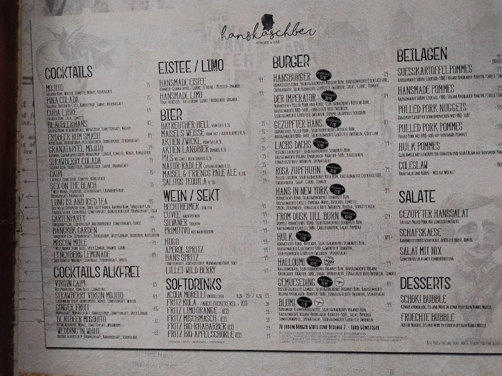 Menu_Hanskaschber - Cocktailbar, Burger Restaurant & Stadtstrand Bayreuth_Bayreuth_immagine_2