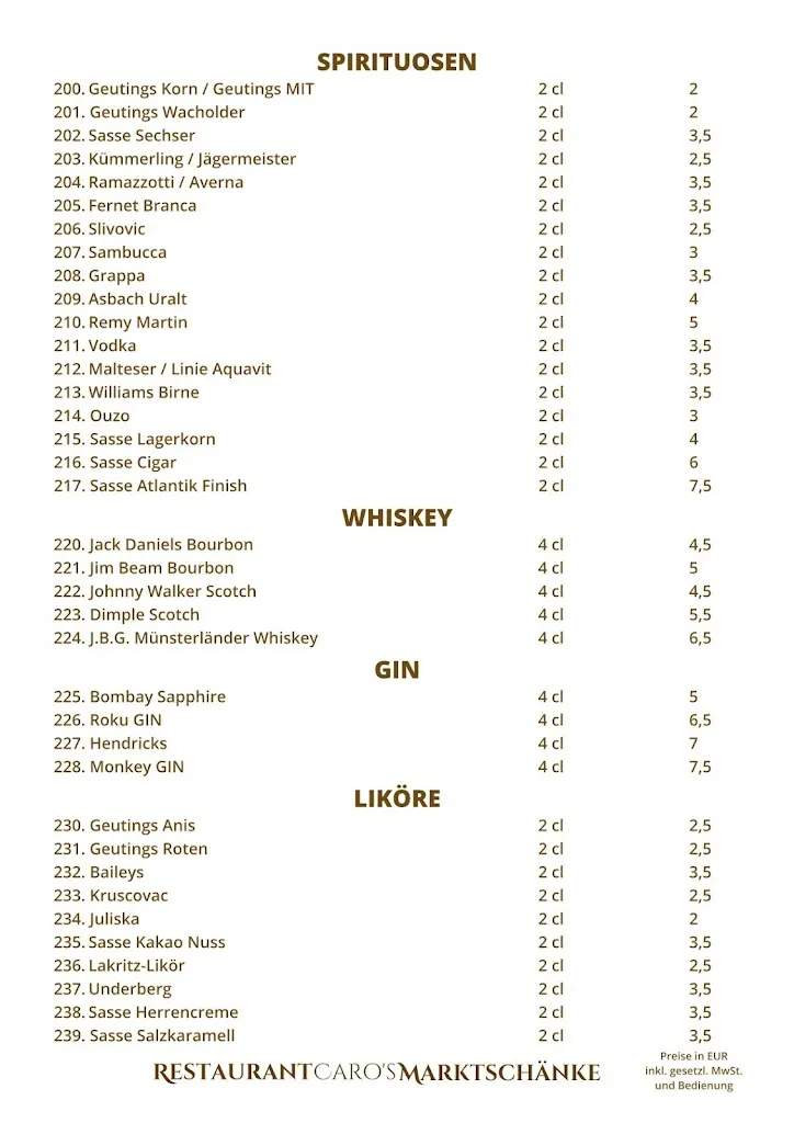 Menu_Restaurant Caro´s Marktschänke_Wesel_immagine_1