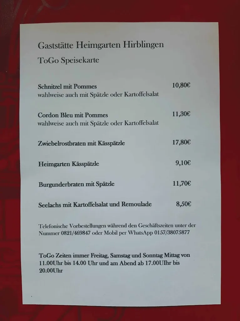 Menu_Gaststätte Heimgarten_Gersthofen_image_1
