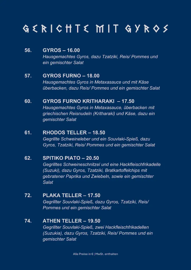 Menu_Restaurant ATHEN im Gasthaus Milles_Andernach_immagine_2