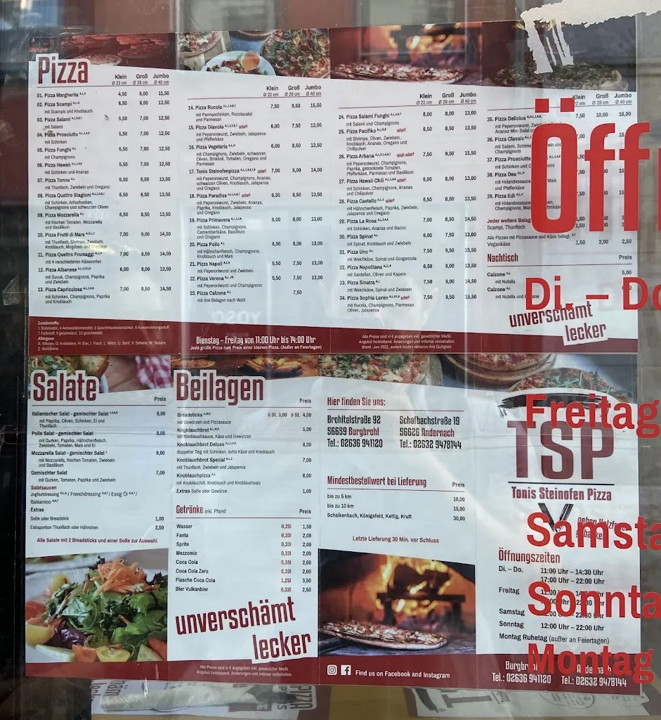 Menu_Tonis Steinofen Pizza Andernach_Andernach_immagine_4