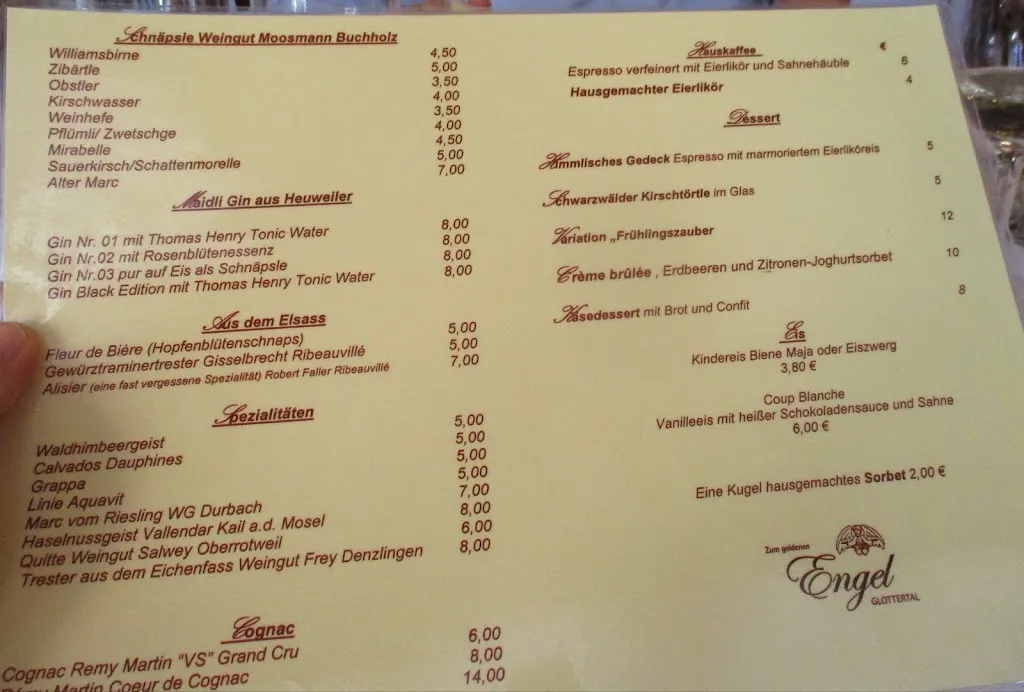 Menu_Gasthaus Zum goldenen Engel_Glottertal_immagine_3