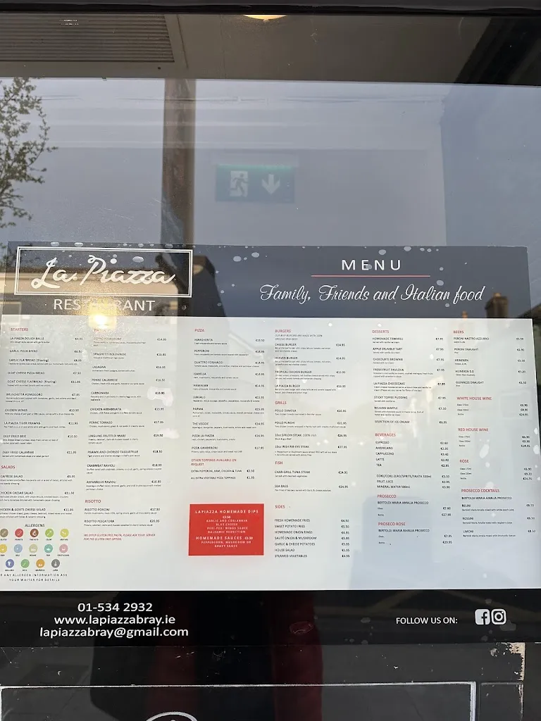 Menu_La Piazza Restaurant_Ireland_immagine_3