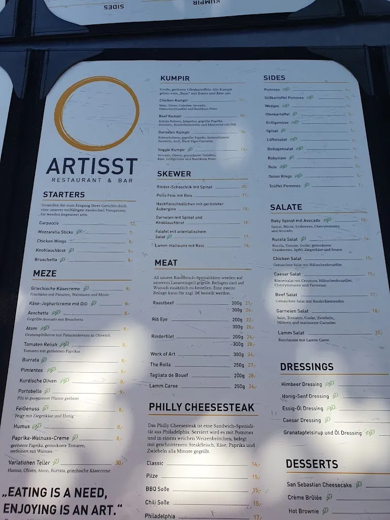 Menu_Artisst Restaurant & Bar_Wittlich_immagine_1