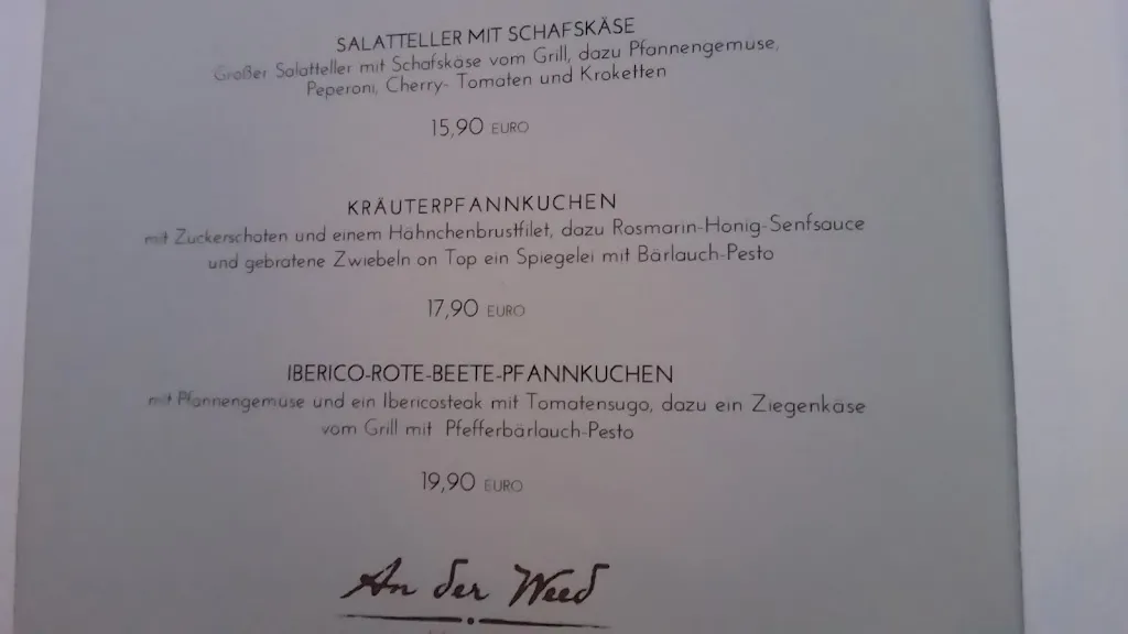 Menu_Restaurant An der Weed_Großfischlingen_immagine_1