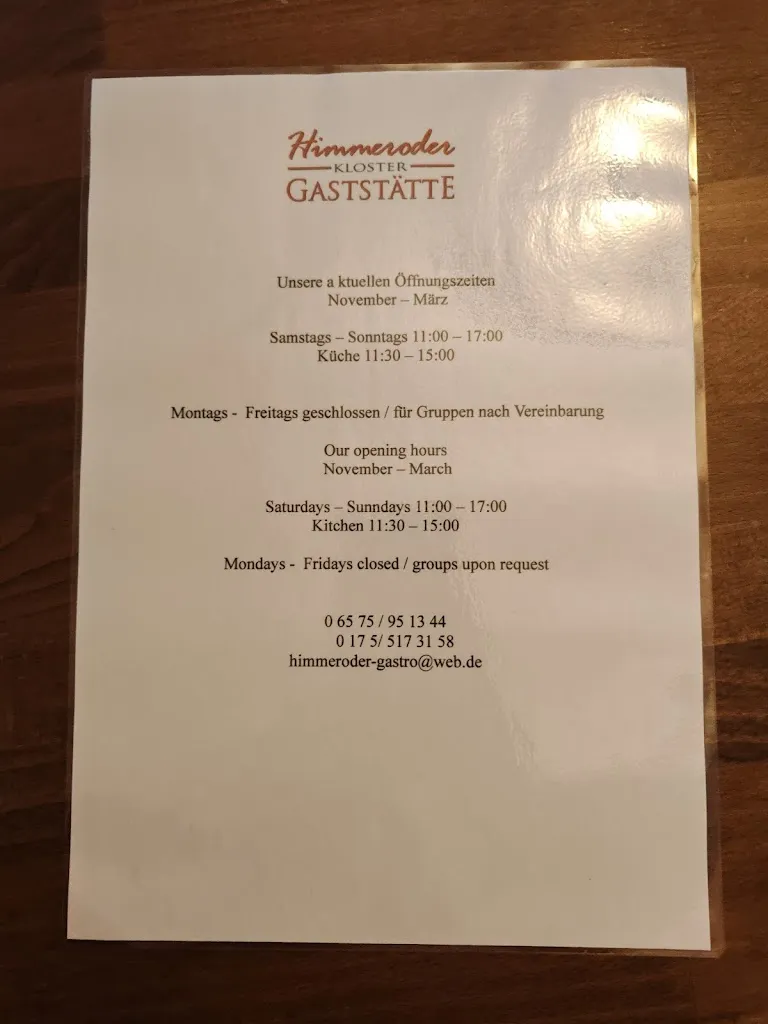 Menu_Klostergaststätte_Großlittgen_immagine_1