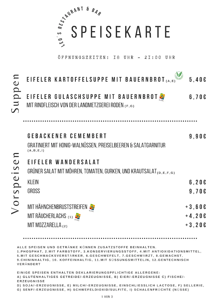 Menu_Leo´s Restaurant, Café & Bar_Gerolstein_immagine_1