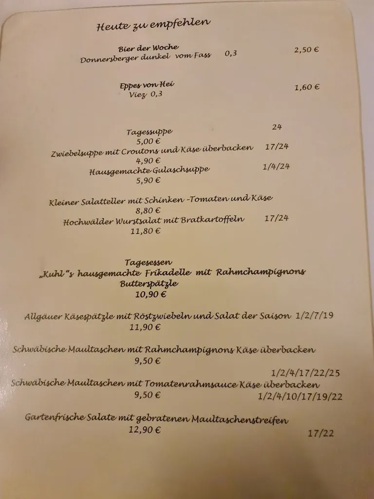 Menu_Landgasthof Kuhl_Reinsfeld_immagine_3