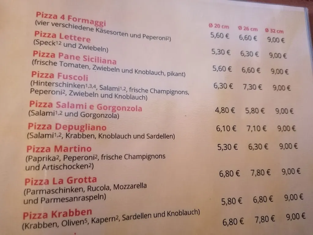 Menu_Pizzeria La Grotta_Gräfenberg_immagine_3
