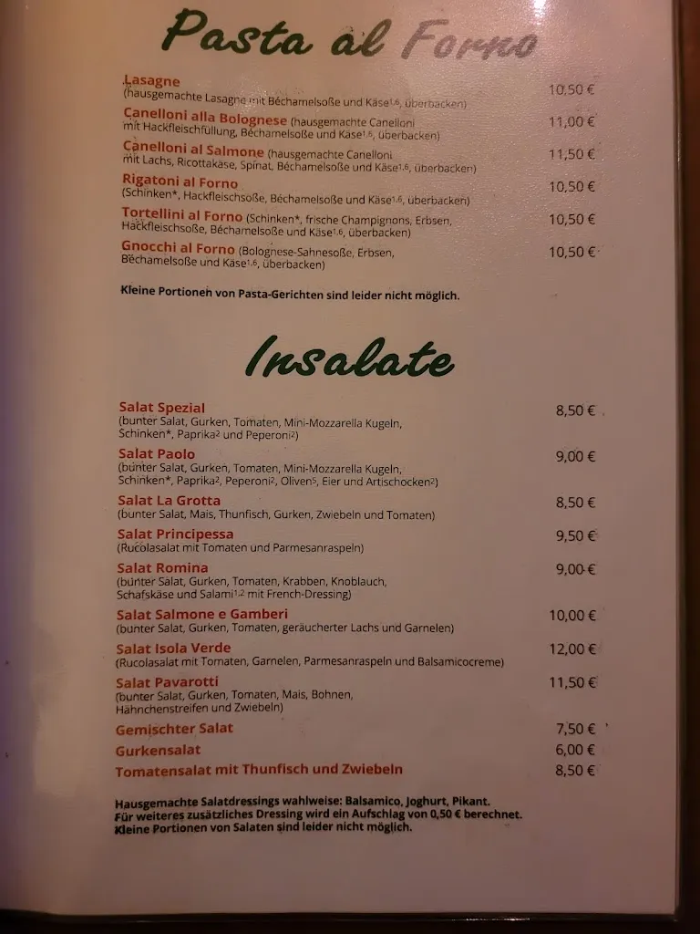 Menu_Pizzeria La Grotta_Gräfenberg_immagine_4