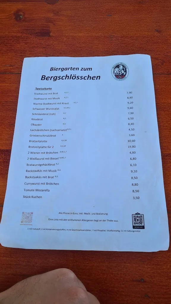 Menu_Biergarten zum Bergschlösschen_Gräfenberg_immagine_1