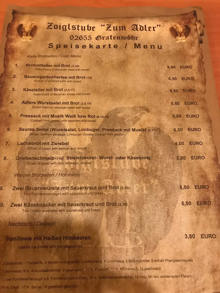 Menu_Zoiglstube Zum Adler_Grafenwöhr_imagen_3