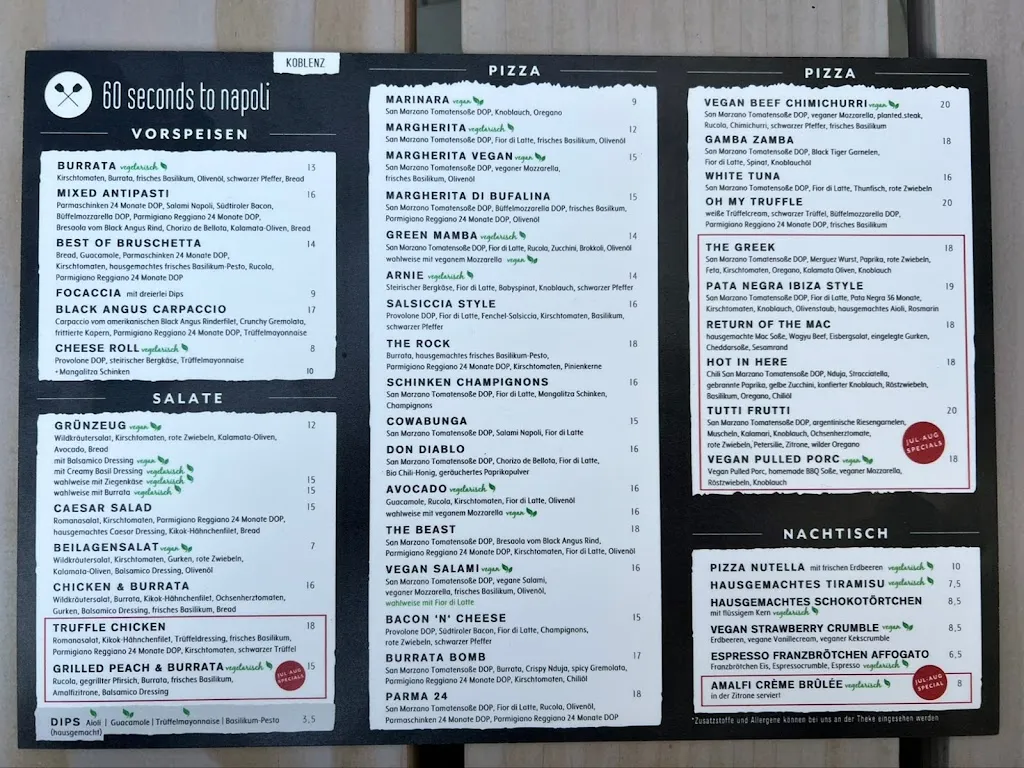 Menu_60 seconds to napoli Koblenz_Koblenz_immagine_3