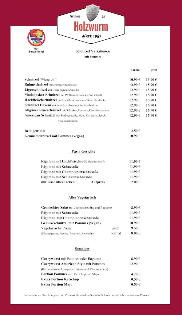 Menu_Holzwurm WIRTSHAUS & BAR_Gößweinstein_image_1