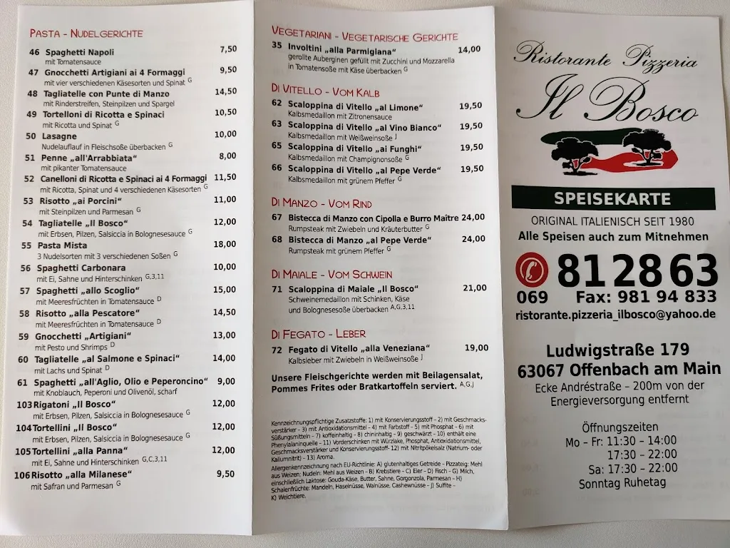Menu_Ristorante Pizzeria Il Bosco - Offenbach am Main_Main_image_2