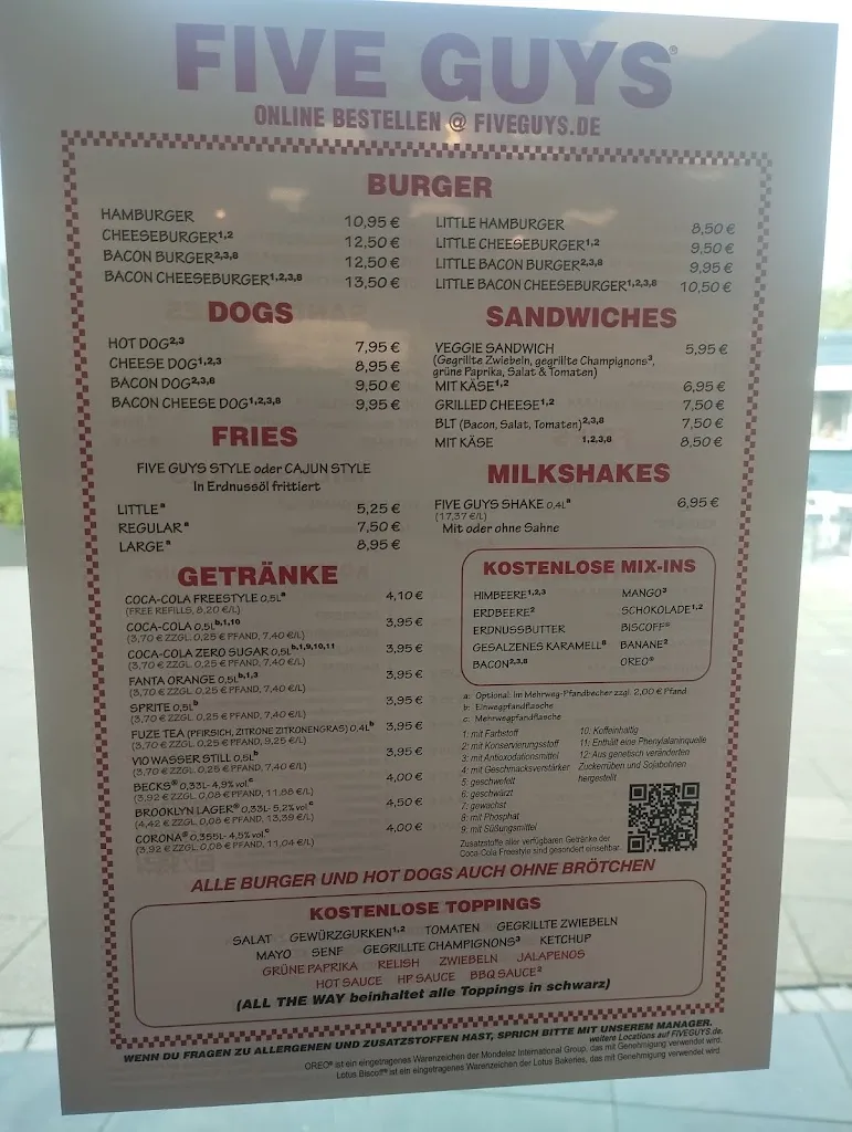 Menu_Five Guys Zweibrücken, Fashion Outlet_Zweibrücken_immagine_1