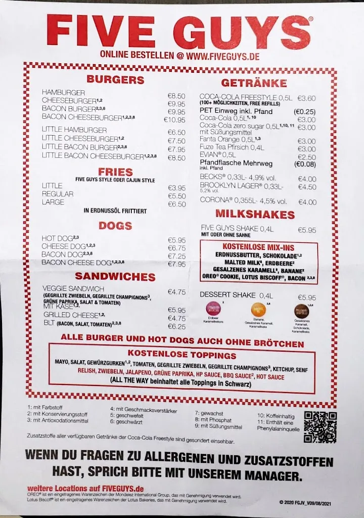 Menu_Five Guys Zweibrücken, Fashion Outlet_Zweibrücken_immagine_2