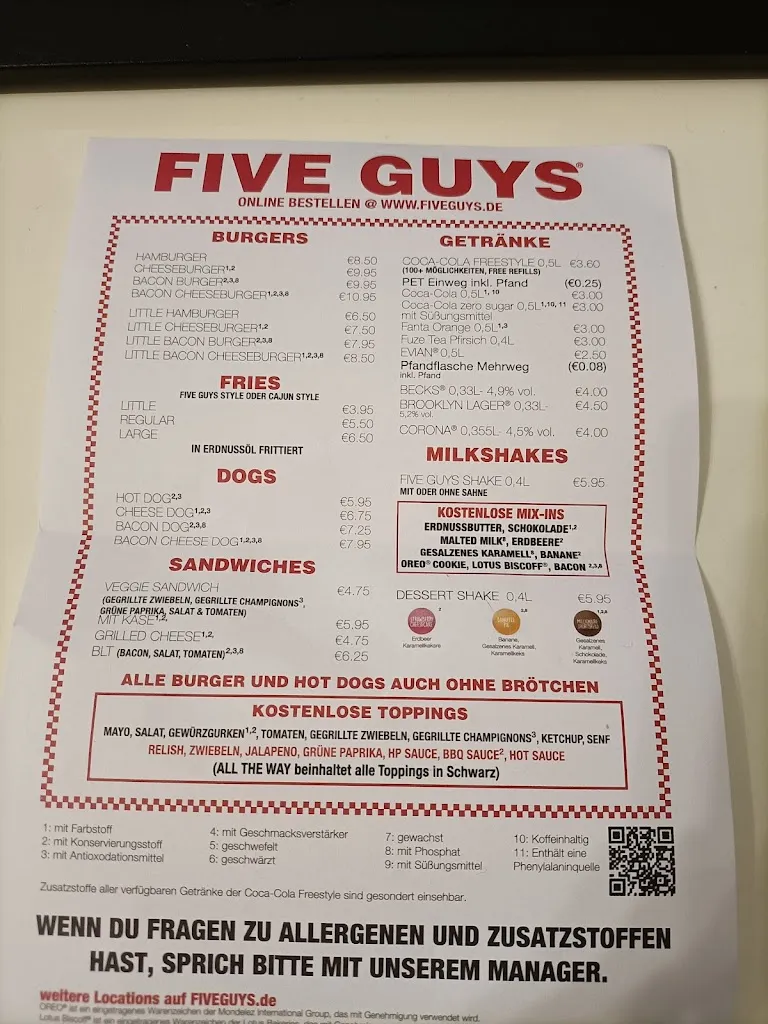 Menu_Five Guys Zweibrücken, Fashion Outlet_Zweibrücken_immagine_3