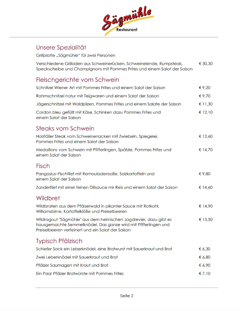 Menu_Restaurant Sägmühle_Trippstadt_immagine_1