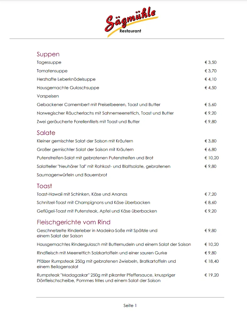 Menu_Restaurant Sägmühle_Trippstadt_immagine_3