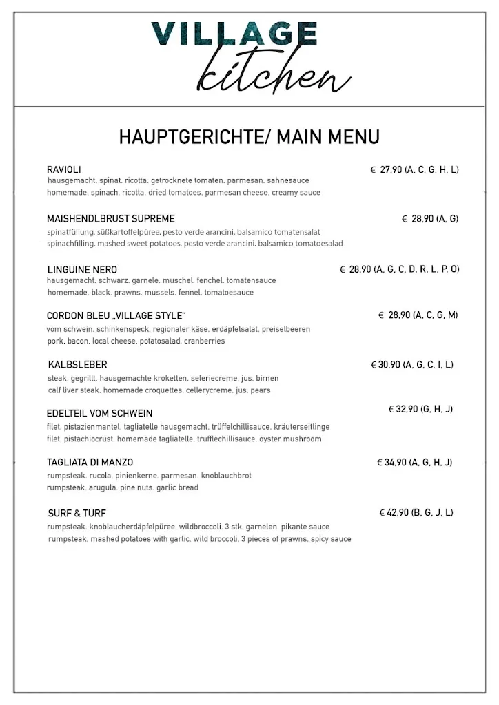 Menu_Village Kitchen Restaurant & Lounge_Austria_image_2