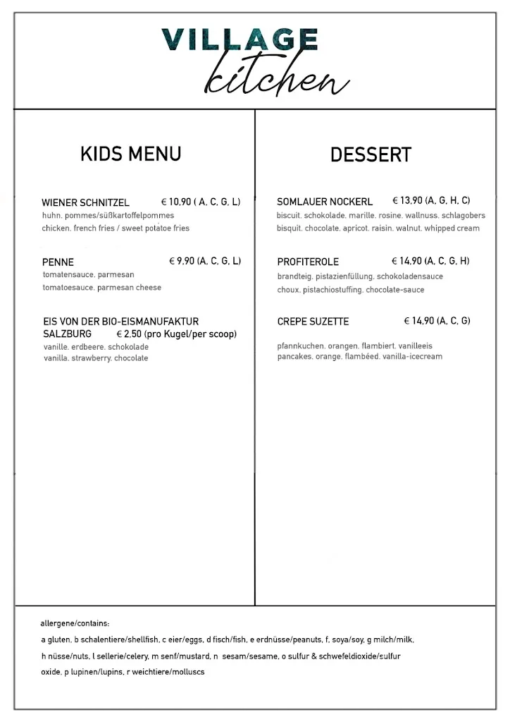 Menu_Village Kitchen Restaurant & Lounge_Austria_image_3