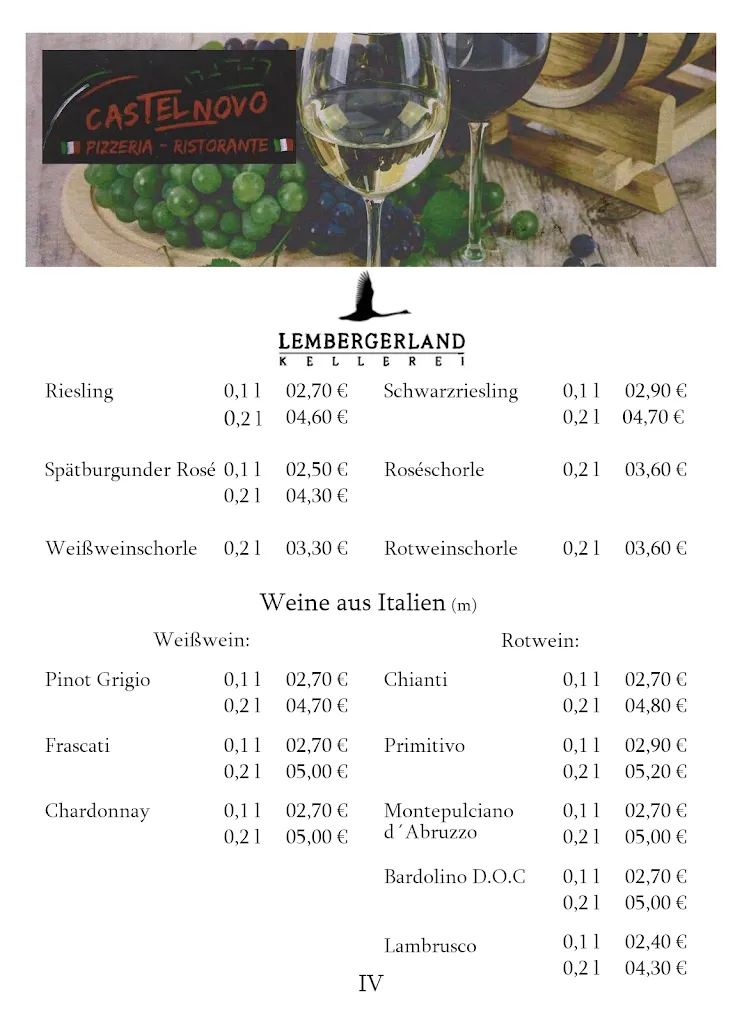 Menu_Restaurant Castel Novo_Illingen_image_1