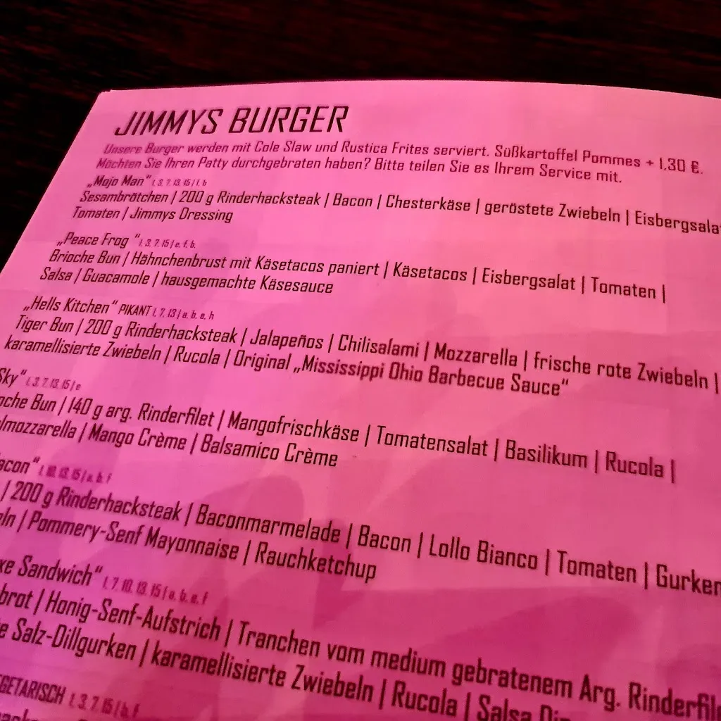 Menu_Jimmys Bar Restaurant_Heusweiler_immagine_1