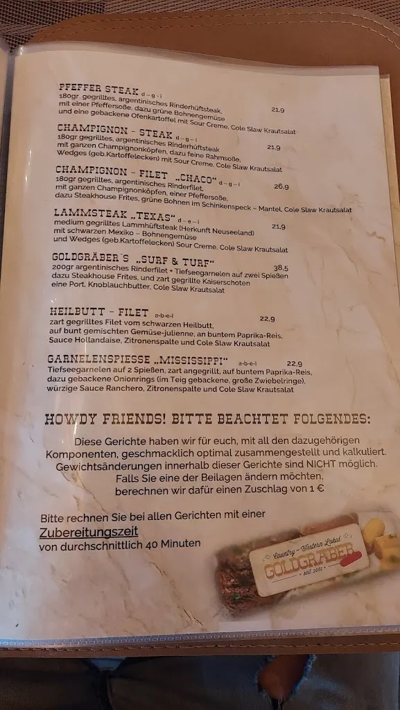 Menu_Country & Western bar gold rush_Düben_immagine_1