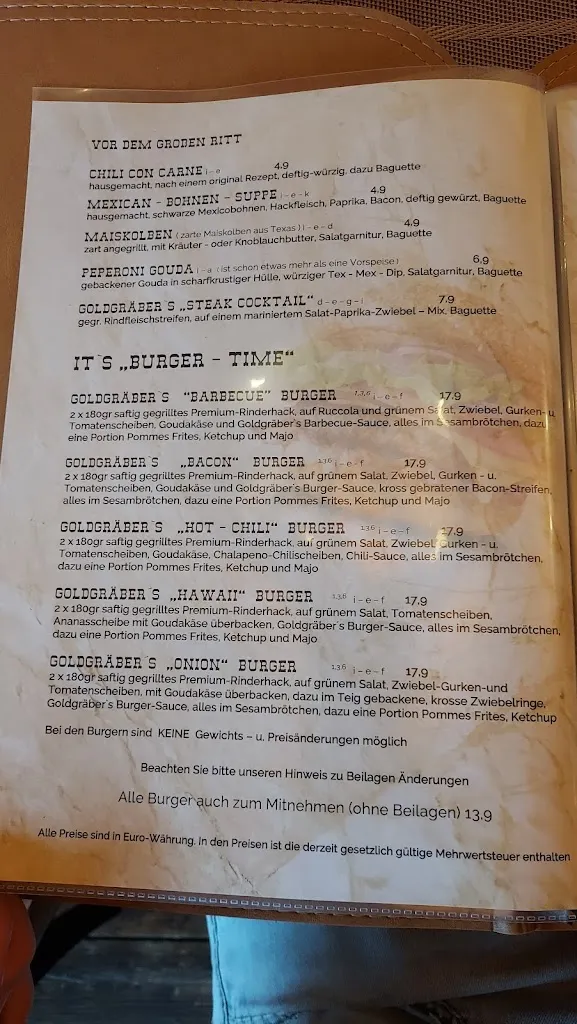 Menu_Country & Western bar gold rush_Düben_immagine_2