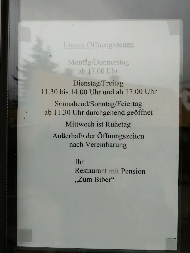 Menu_Restaurant & Pension „Zum Biber