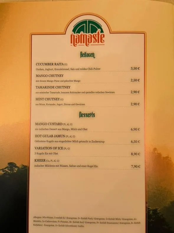 Menu_Namaste Restaurant Döbeln_Döbeln_image_4