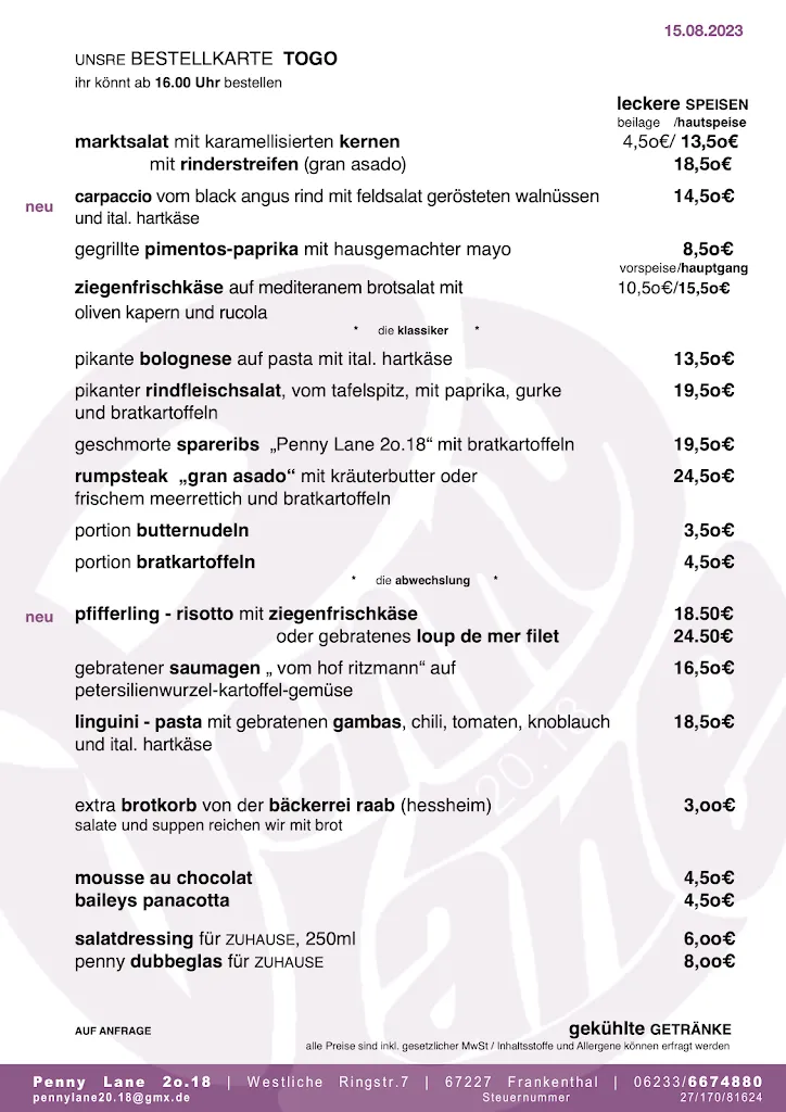 Menu_Penny Lane 2o.18 - Weinbar - Bistro_Frankenthal_image_1