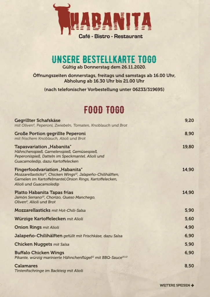 Menu_Habanita Café - Bistro - Restaurant_Frankenthal_immagine_2