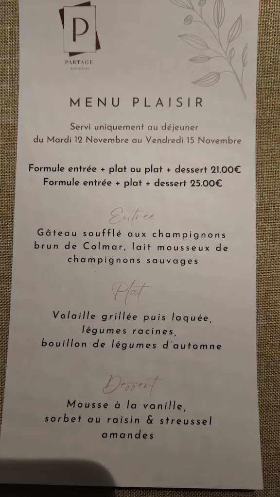 Menu_Restaurant Partage_France_immagine_1